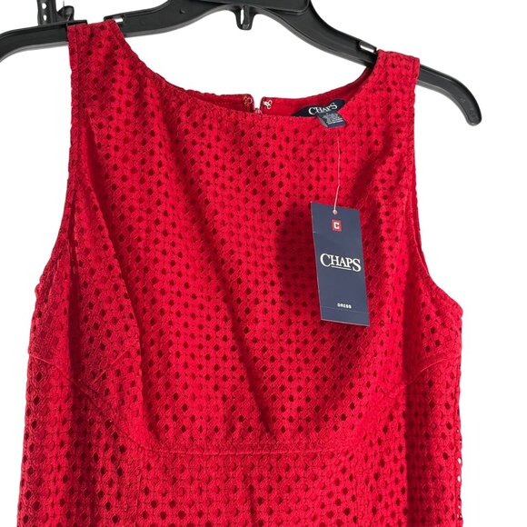 Chaps Womens Yacht Red Sleeveless Eyelet Dress Size 8 NWT - Picture 5 of 7